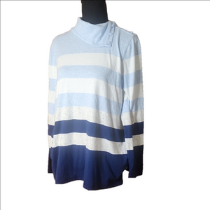T by Talbots Striped Blue and White Sweater, Size XLP